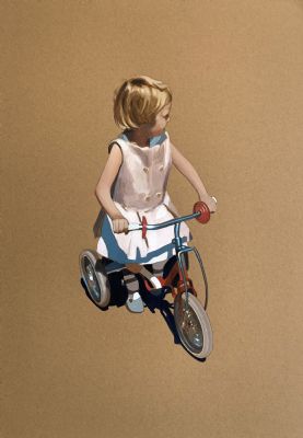 Girl on a Tricycle (2020), Acrylic on paper
