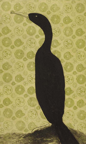 Cormorant on Coloured Paper